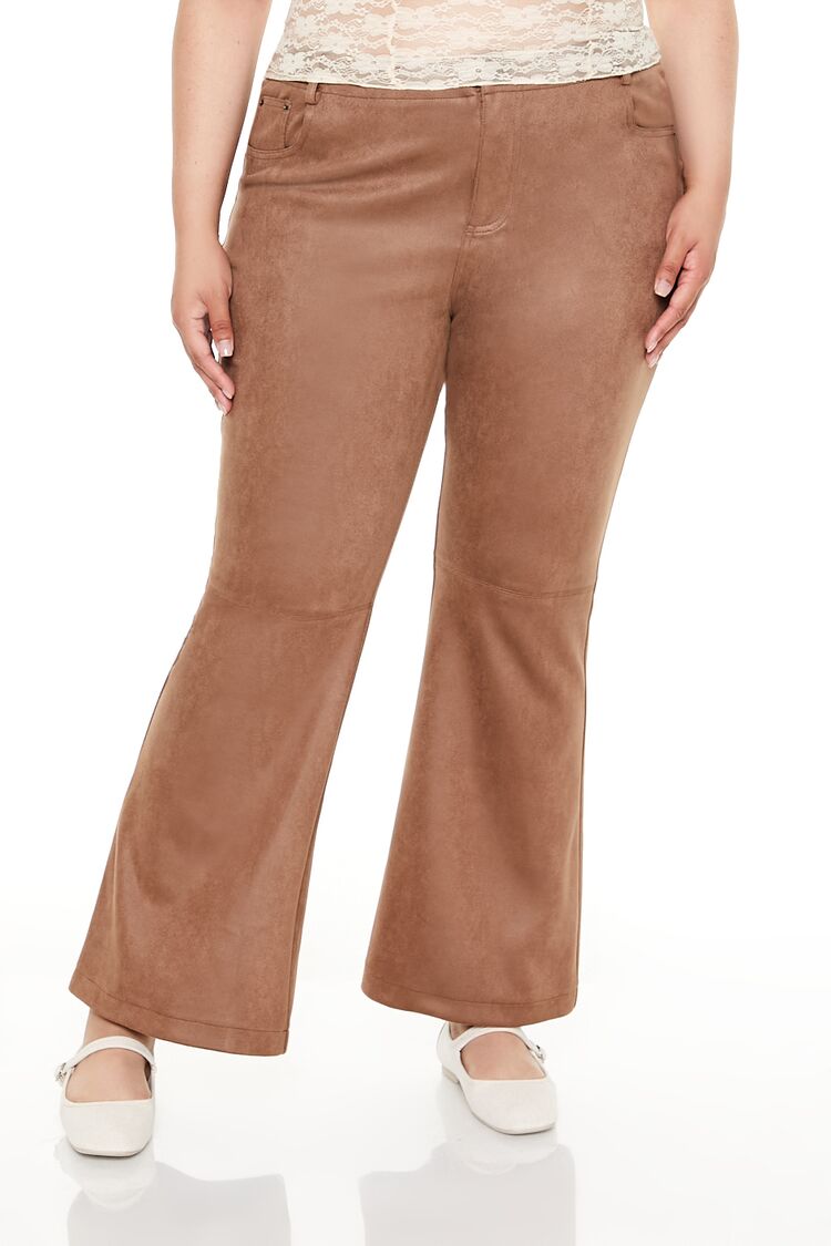 Plus Size Faux Suede Flare Pants - Image 2