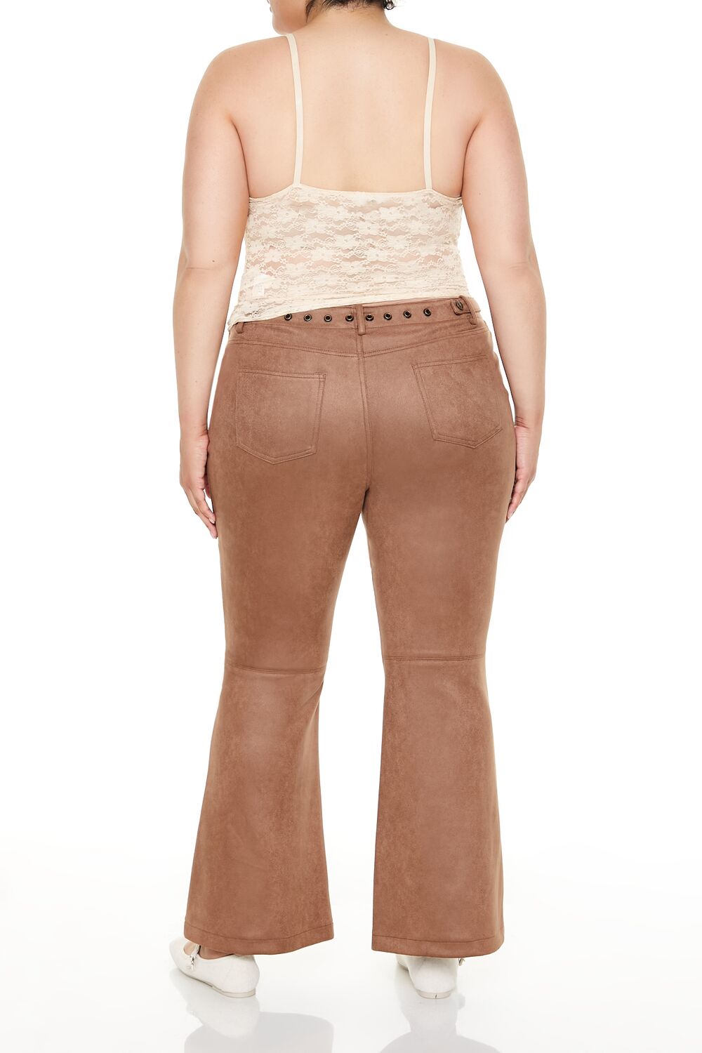 Plus Size Faux Suede Flare Pants - Image 4