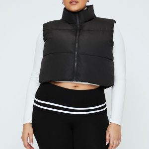 Plus Size Cropped Puffer Vest
