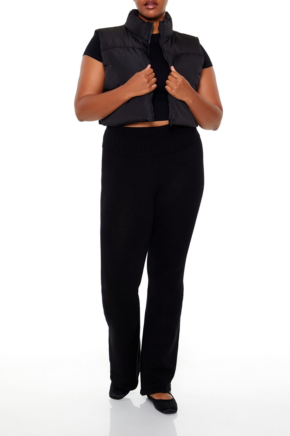 Plus Size Cropped Puffer Vest - Image 2