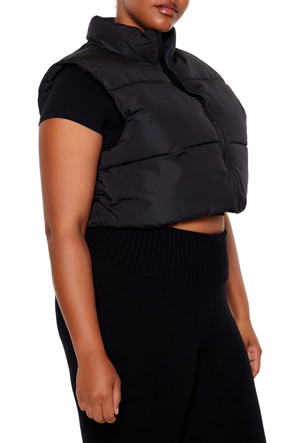 Plus Size Cropped Puffer Vest - Image 4