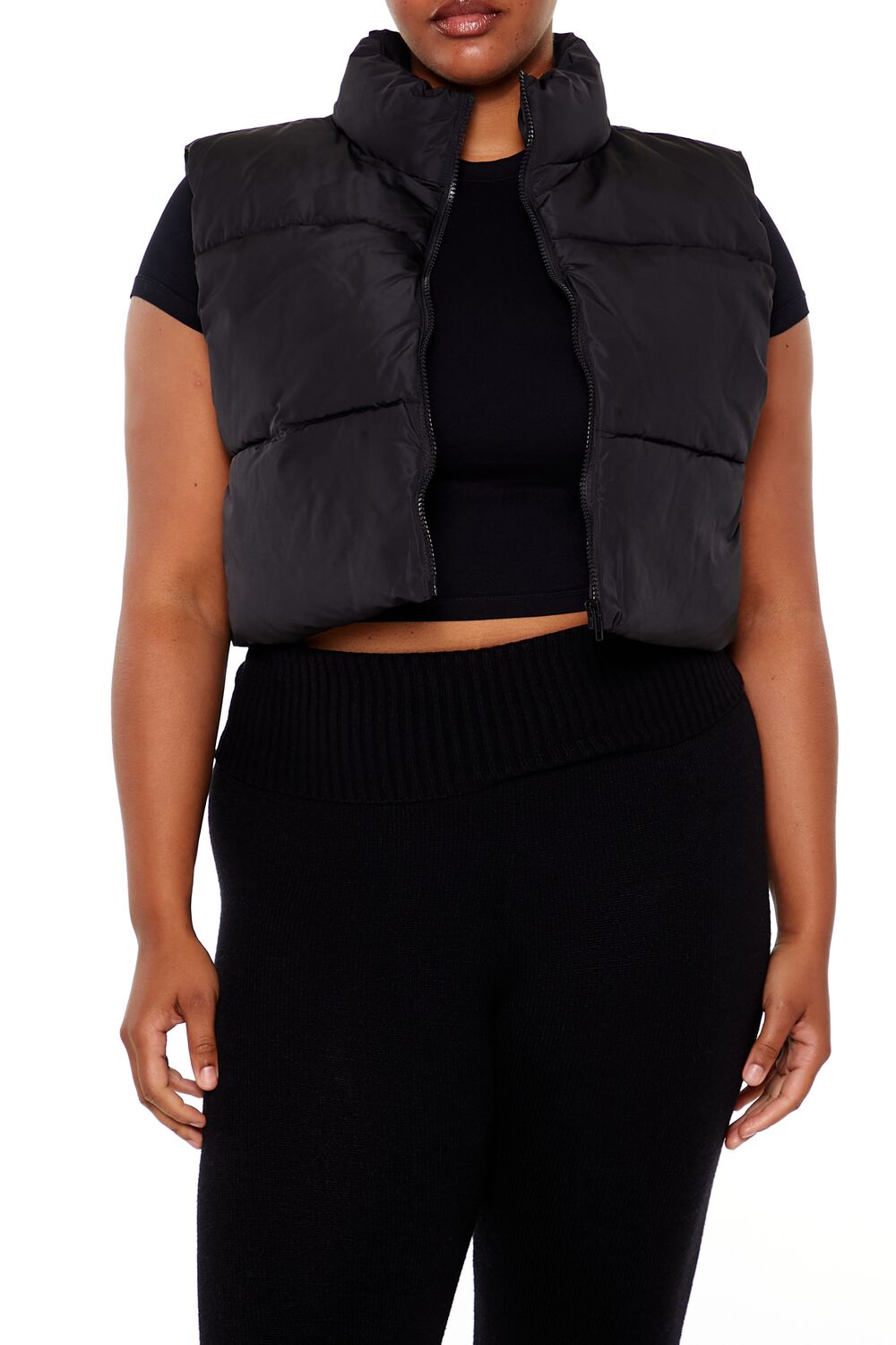 Plus Size Cropped Puffer Vest - Image 6