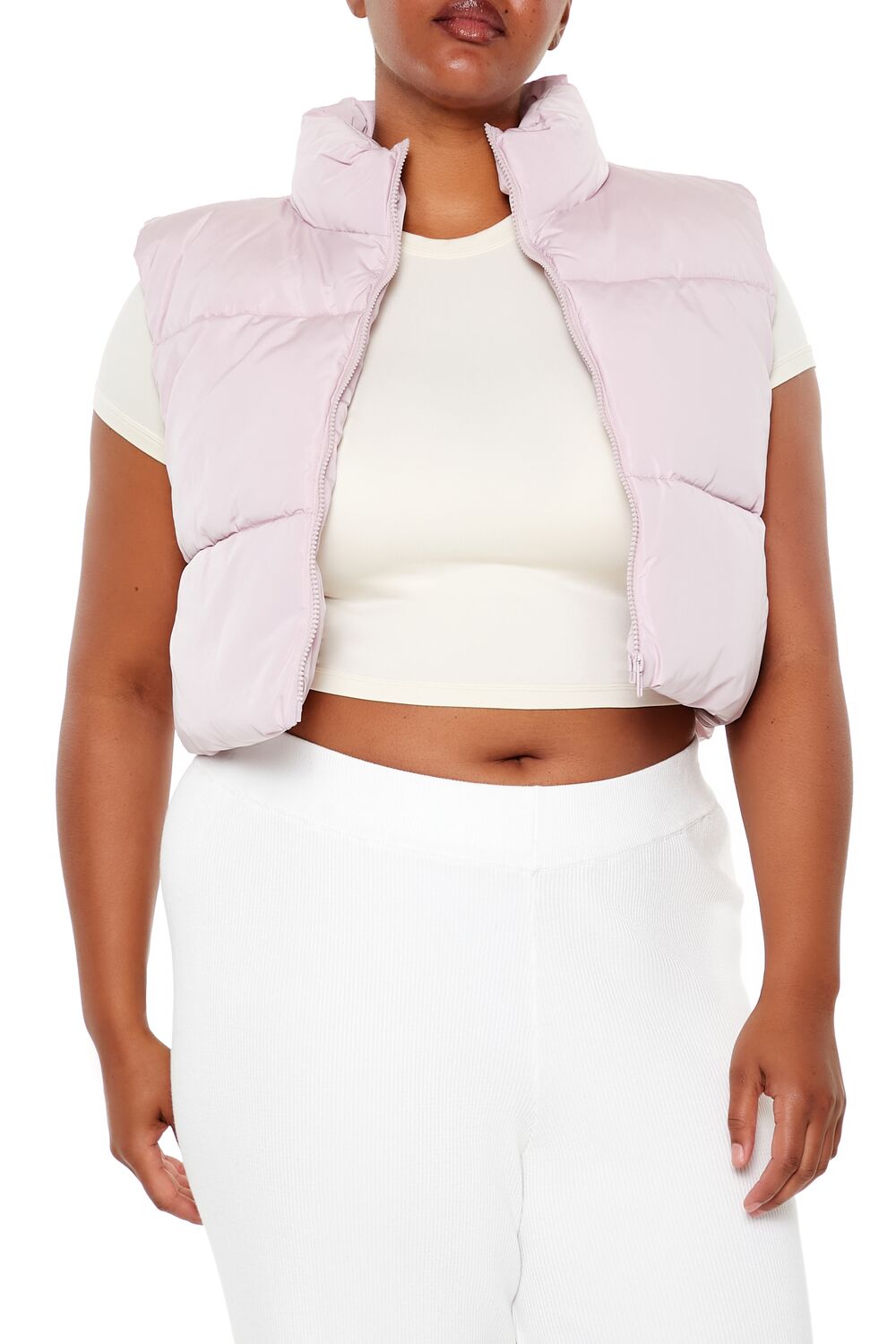 Plus Size Cropped Puffer Vest - Image 12
