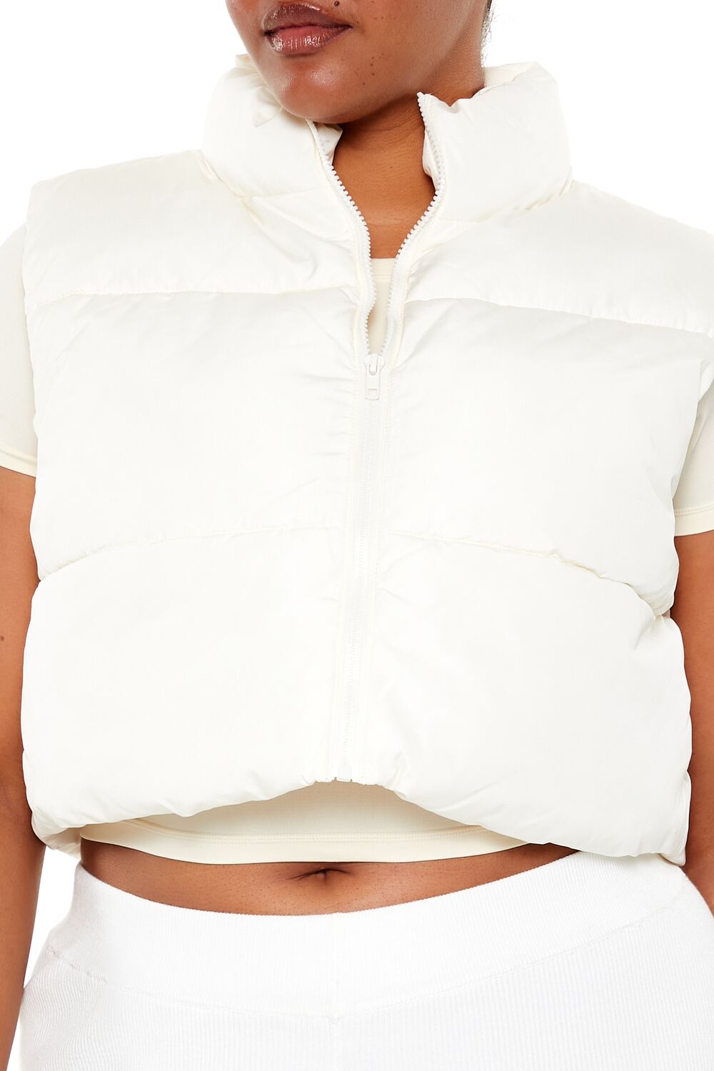 Plus Size Cropped Puffer Vest - Image 15