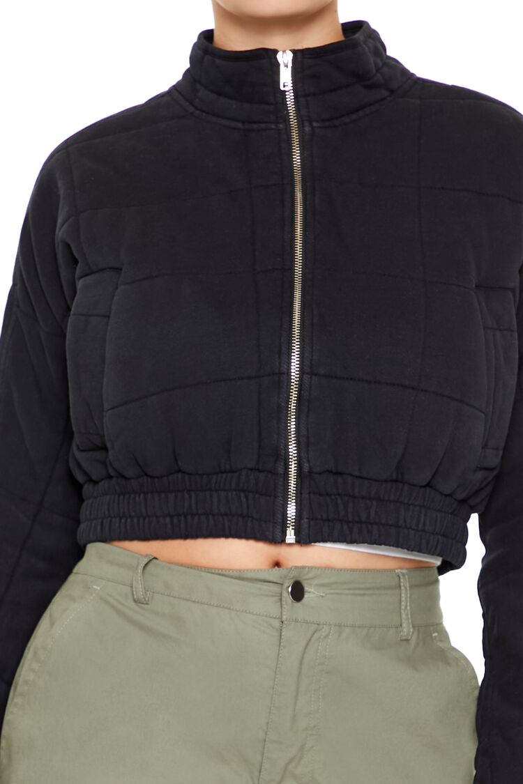 Quilted Zip-Up Cropped Jacket - Image 3