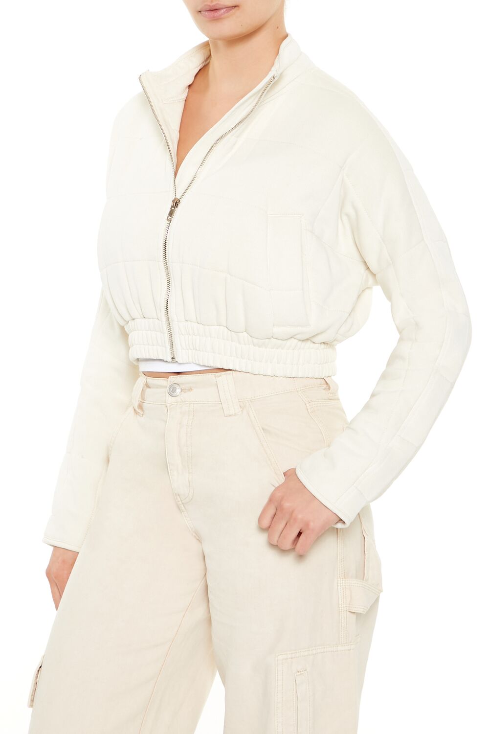 Quilted Zip-Up Cropped Jacket - Image 9