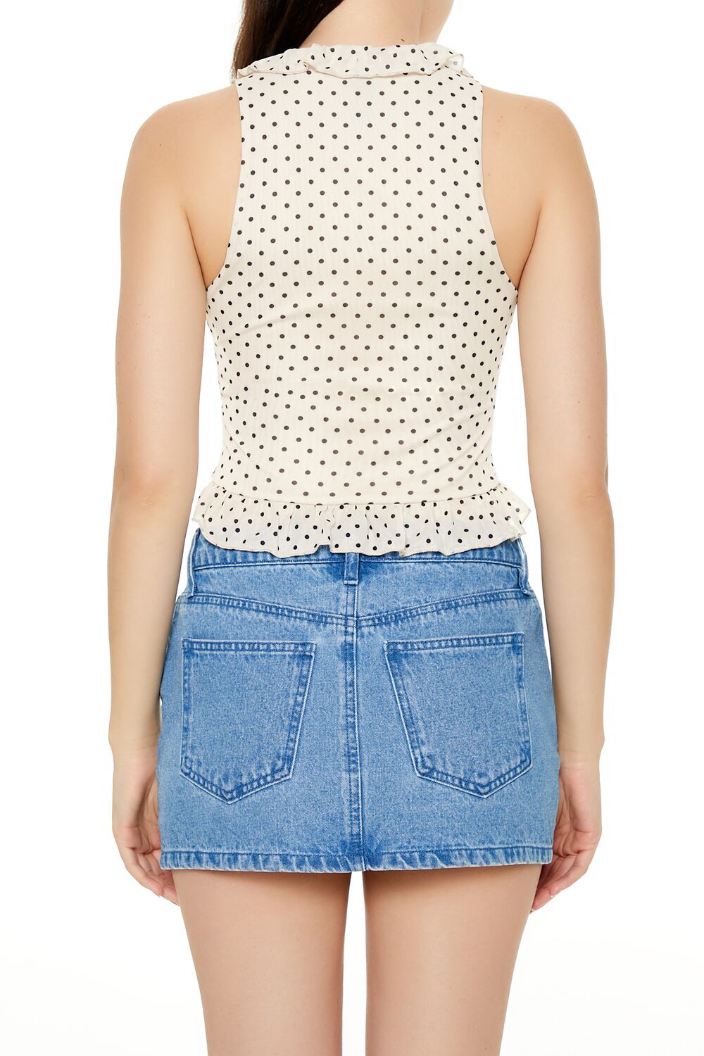 Polka Dot Mesh Crop Top - Image 5