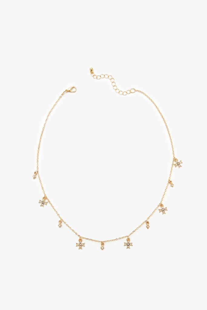 Rhinestone Cross Charm Necklace