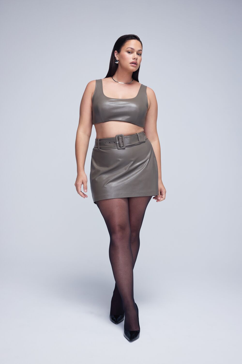 Plus Size Belted Mini Skirt