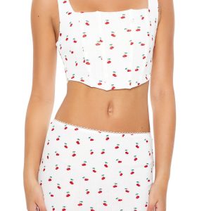 Cherry Print Lingerie Corset Top