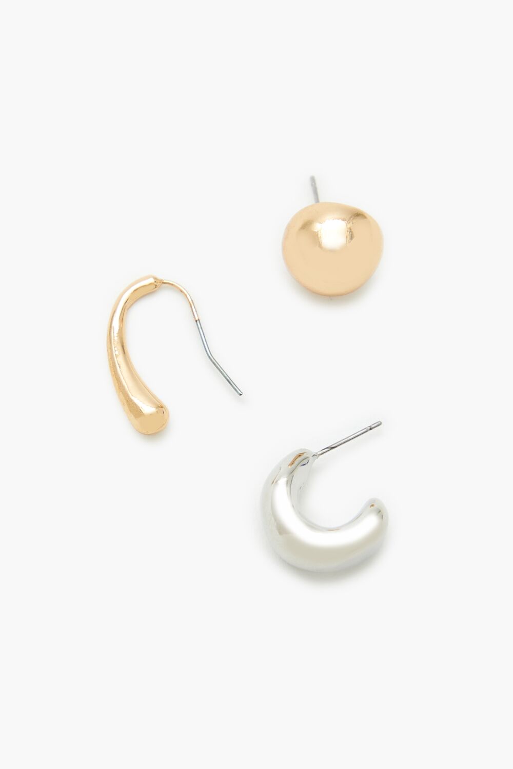 Stud & Geo Hoop Earring Set - Image 2