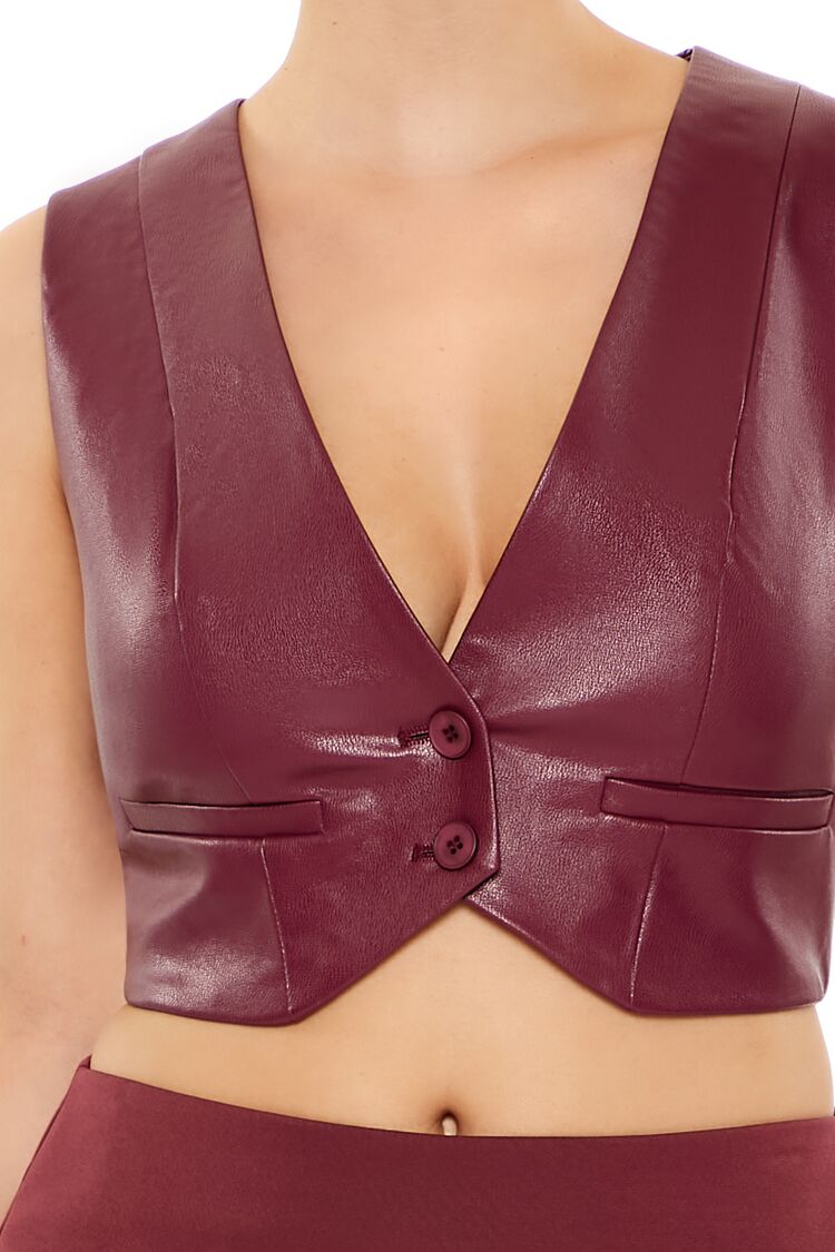 Faux Leather Cropped Vest - Image 8
