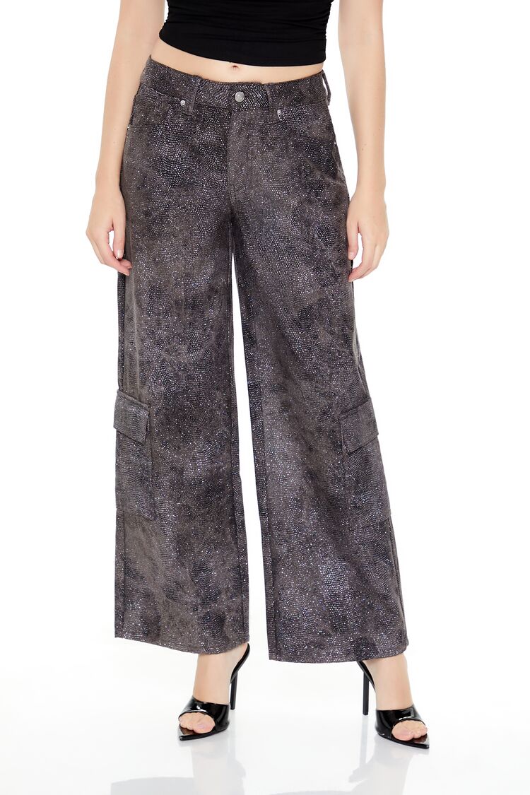 Rhinestone Mid-Rise Cargo Pants - Image 2