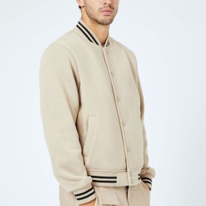 Varsity-Striped Bomber Jacket