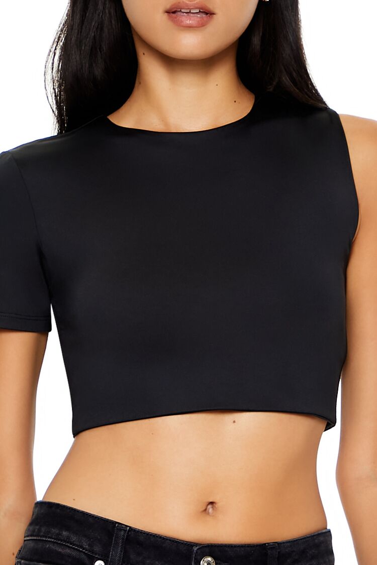 Contour Sculpt Asymmetrical Cropped Tee - Image 3