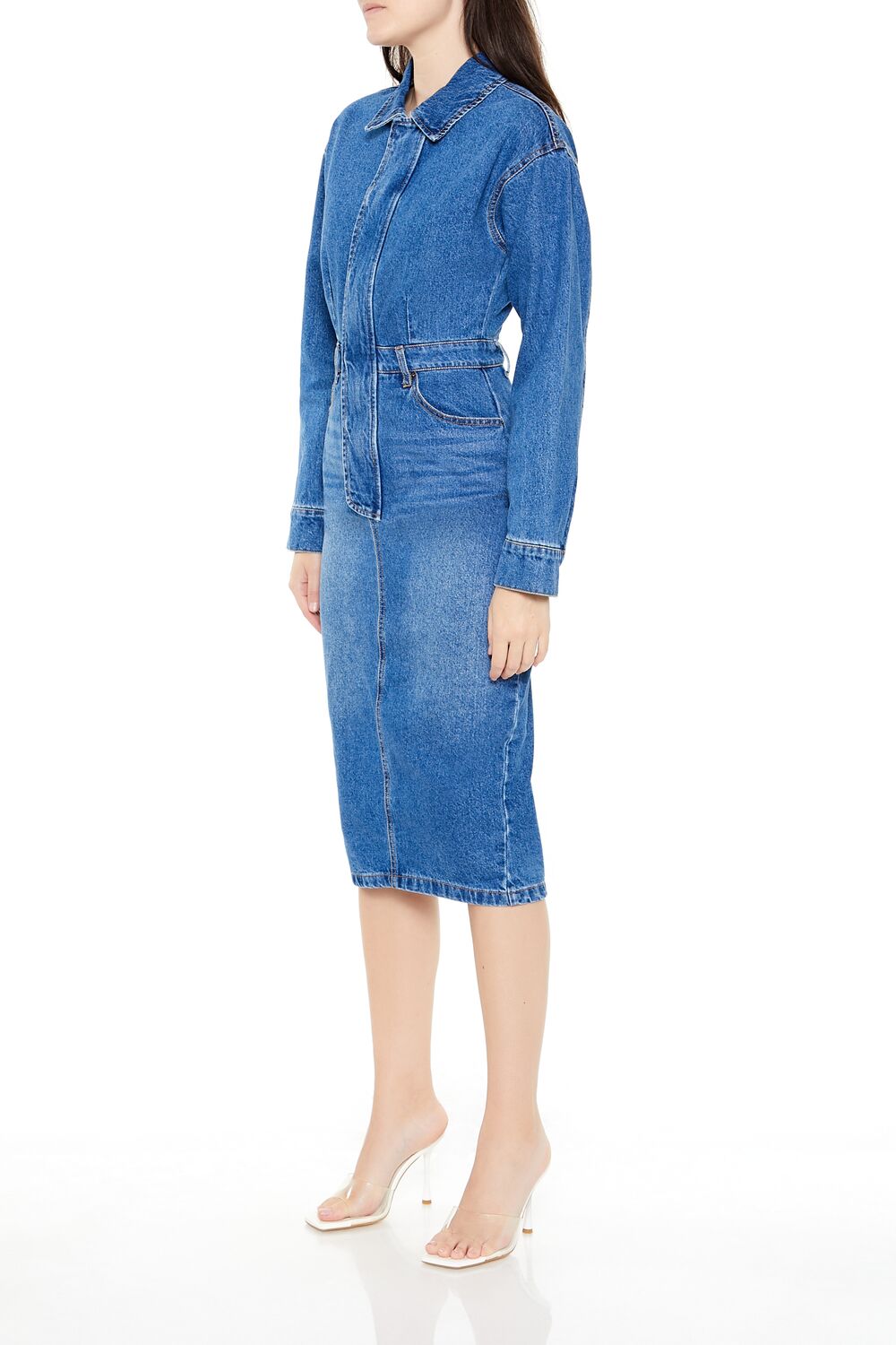 Denim Button-Front Midi Dress - Image 3