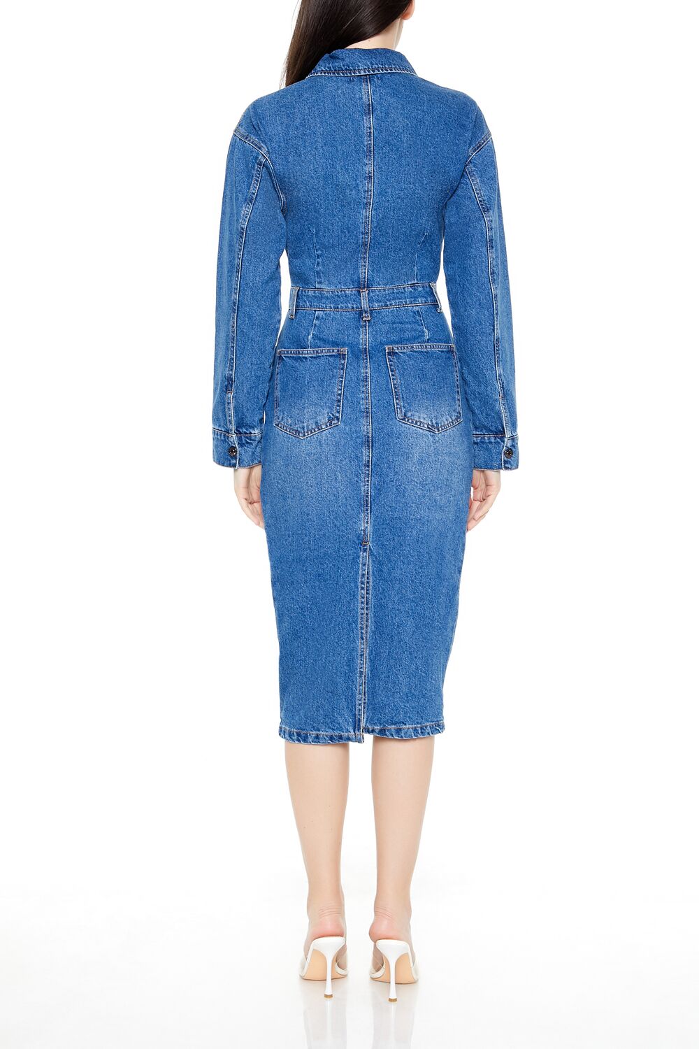 Denim Button-Front Midi Dress - Image 4