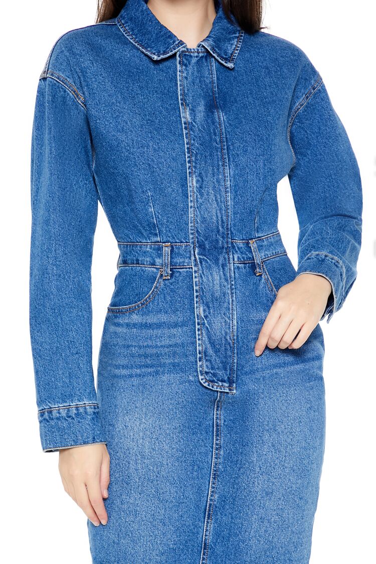 Denim Button-Front Midi Dress - Image 5