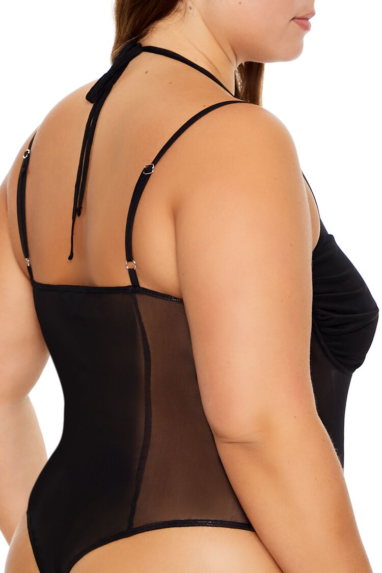 Plus Size Mesh Halter Bodysuit - Image 4