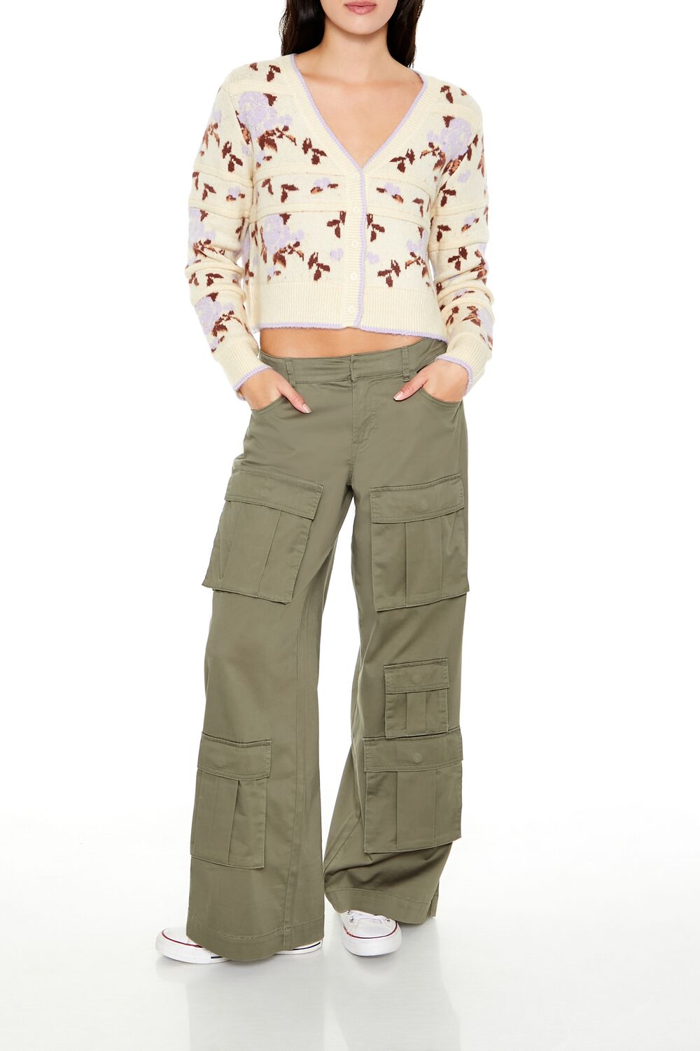 Floral Print Cardigan Sweater - Image 2