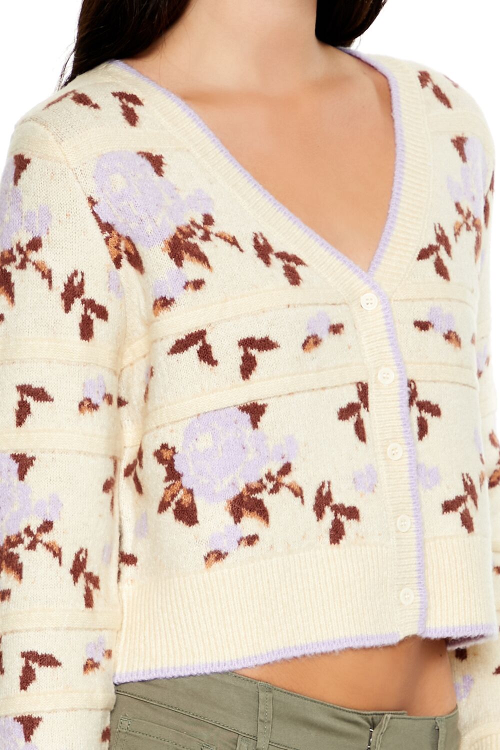 Floral Print Cardigan Sweater - Image 3