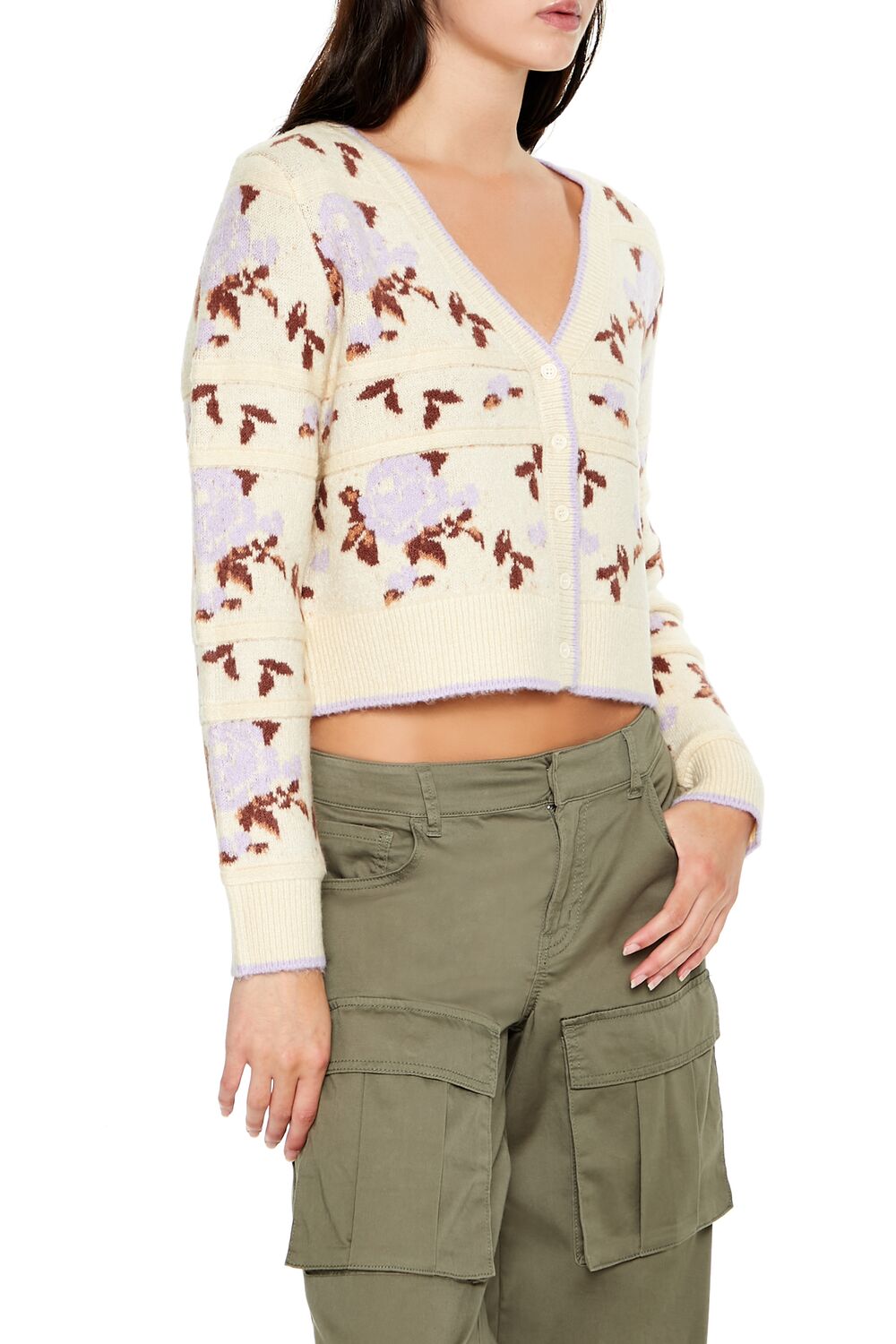 Floral Print Cardigan Sweater - Image 4