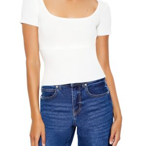 Ribbed Sweater-Knit Tee