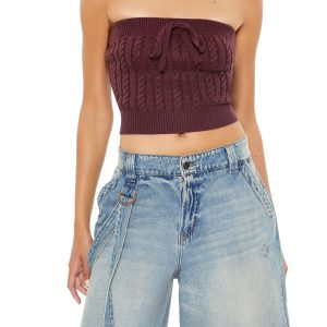 Cable Knit Cropped Tube Top