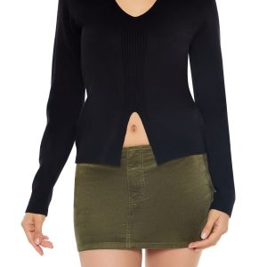 Ribbed Split-Hem Sweater