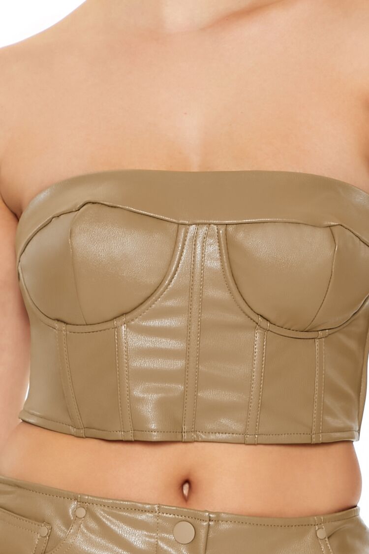 Faux Leather Tube Crop Top - Image 4