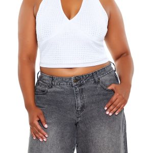 Plus Size Rhinestone Halter Top