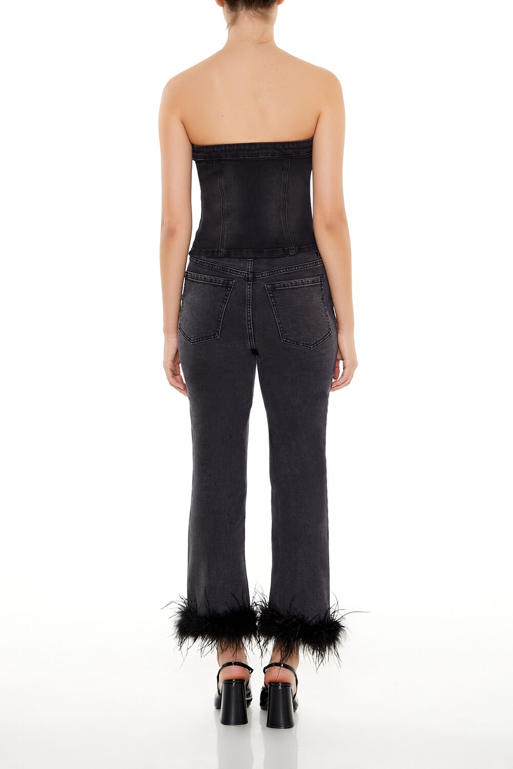 Faux Feather-Trim Ankle Jeans - Image 4