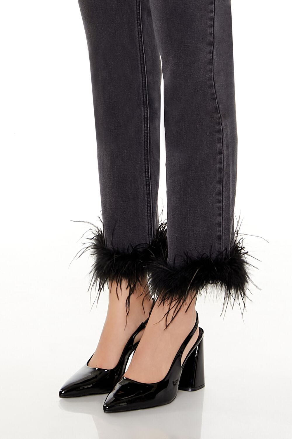 Faux Feather-Trim Ankle Jeans - Image 5