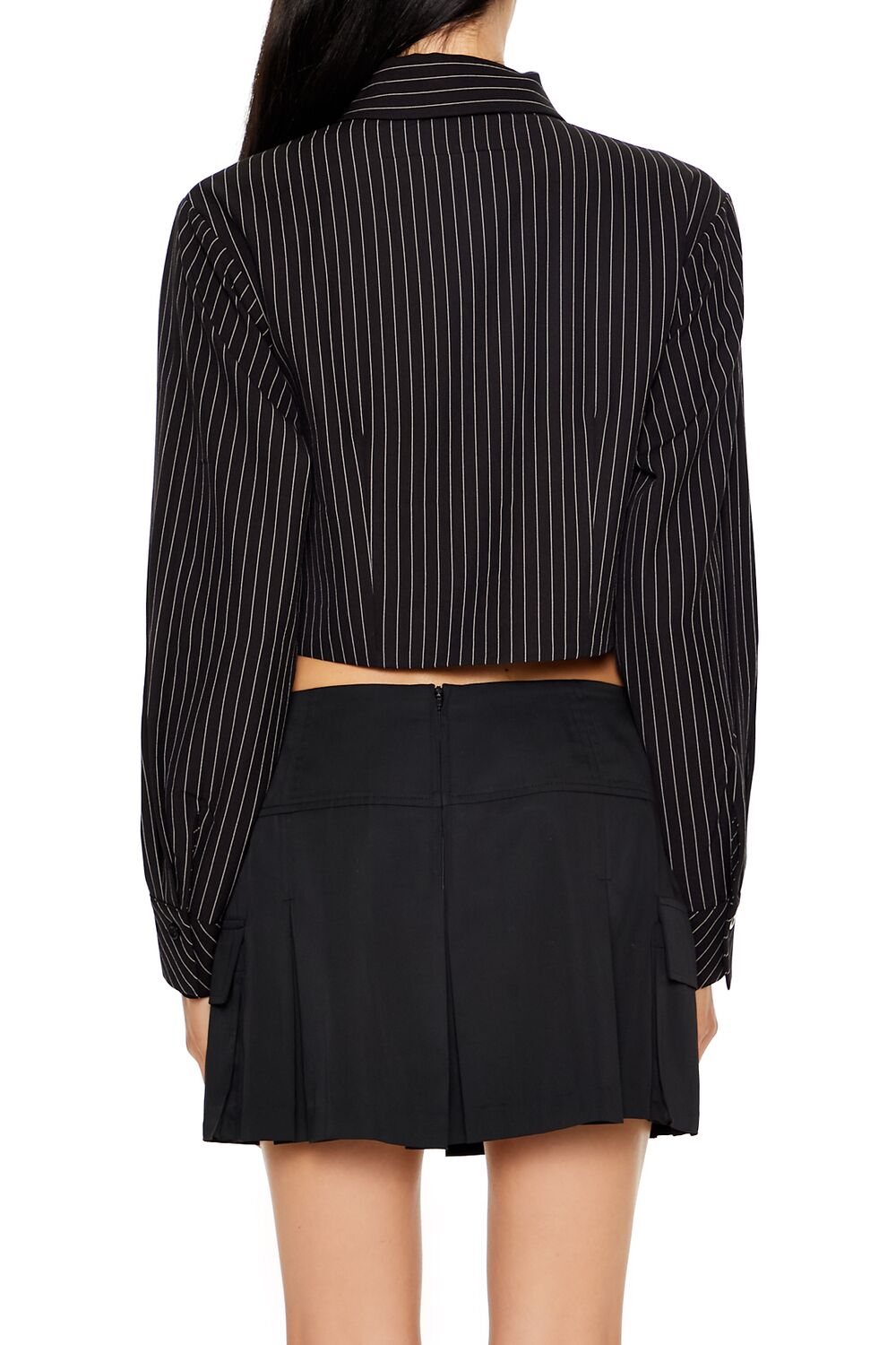 Pinstriped Cropped Poplin Shirt - Image 5