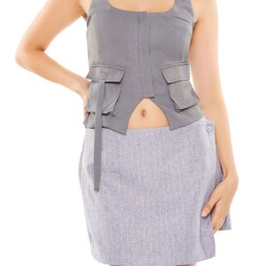 Split-Hem Halter Top