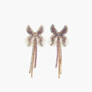 Rhinestone Butterfly Drop Earrings