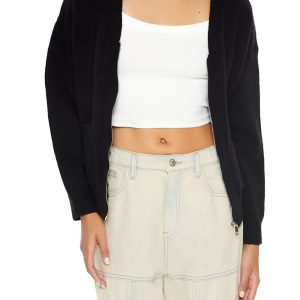 Drop-Sleeve Zip-Up Sweater