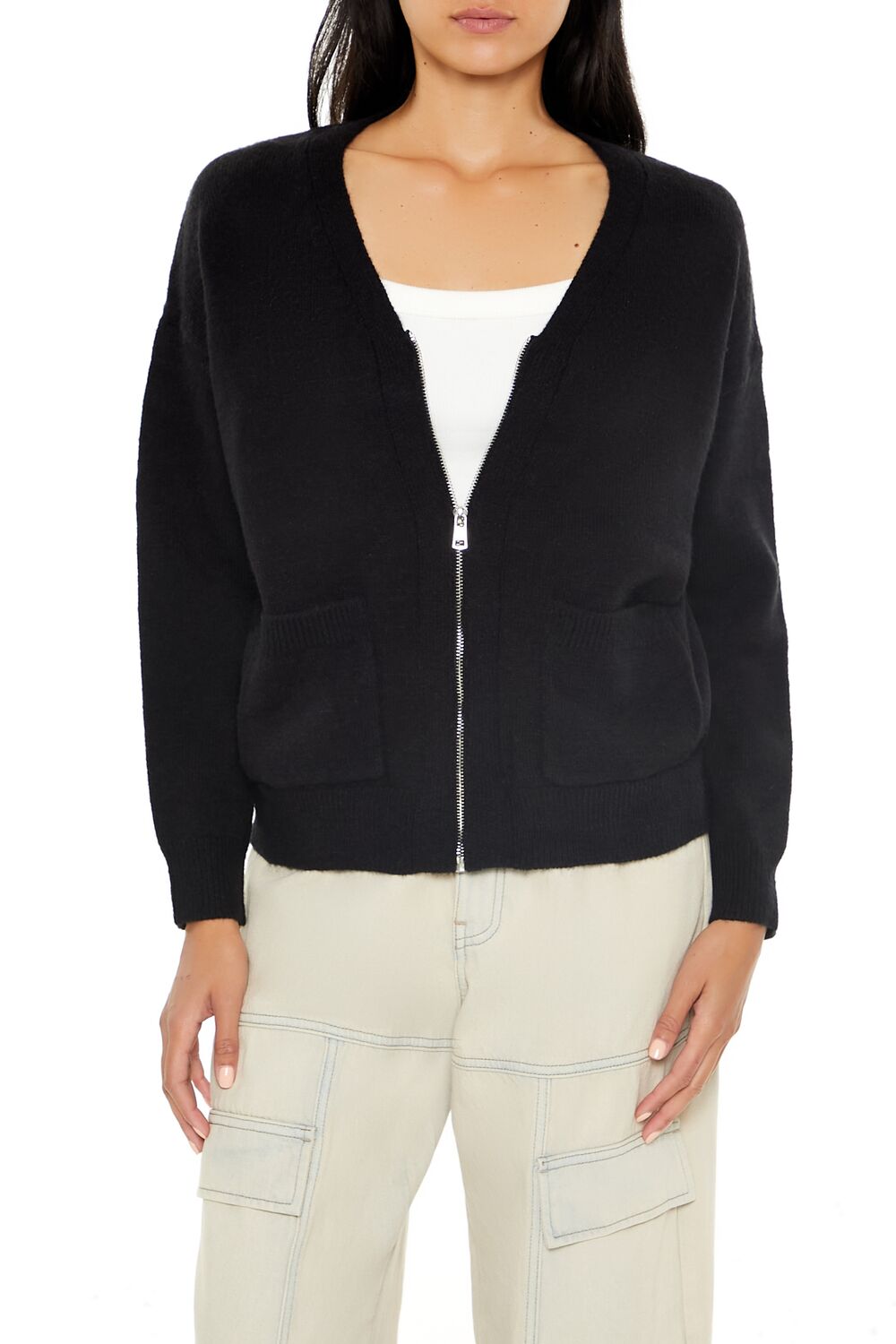 Drop-Sleeve Zip-Up Sweater - Image 3
