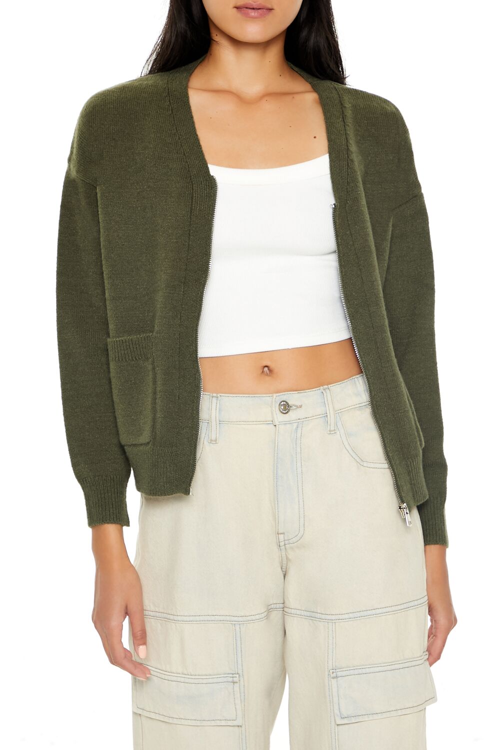 Drop-Sleeve Zip-Up Sweater - Image 6