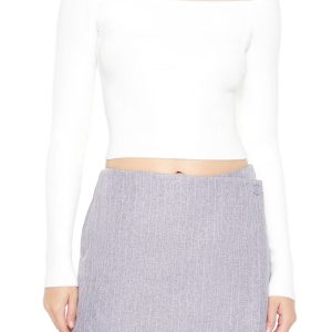 Cropped Off-the-Shoulder Sweater