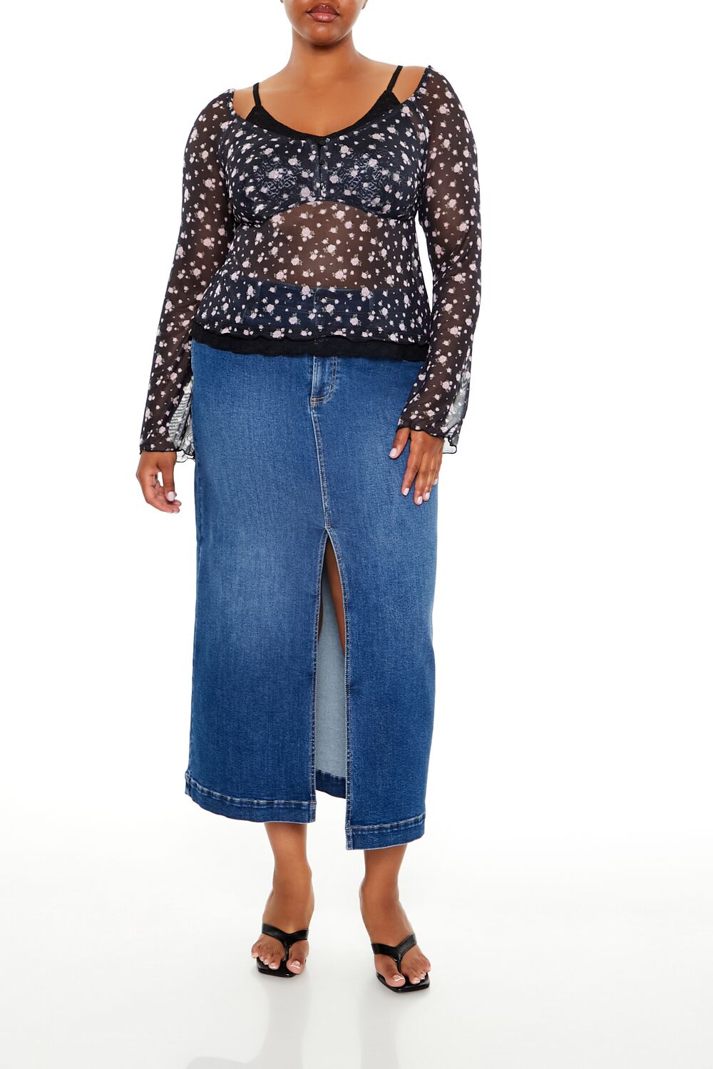 Plus Size Floral Print Combo Top - Image 2