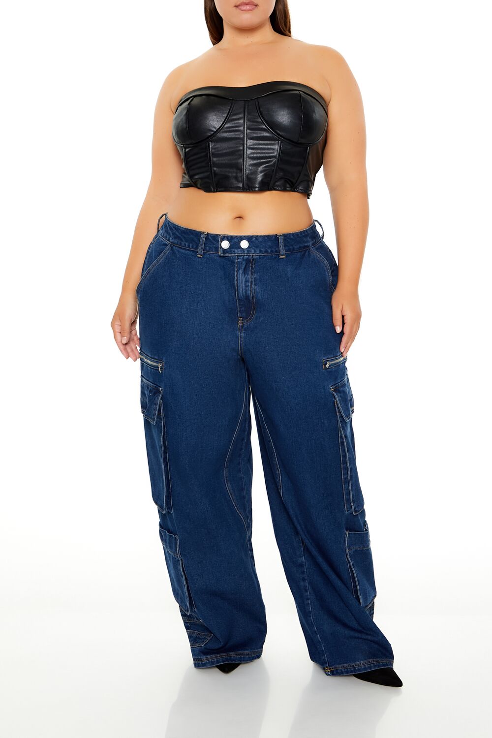 Plus Size Faux Leather Tube Top - Image 2