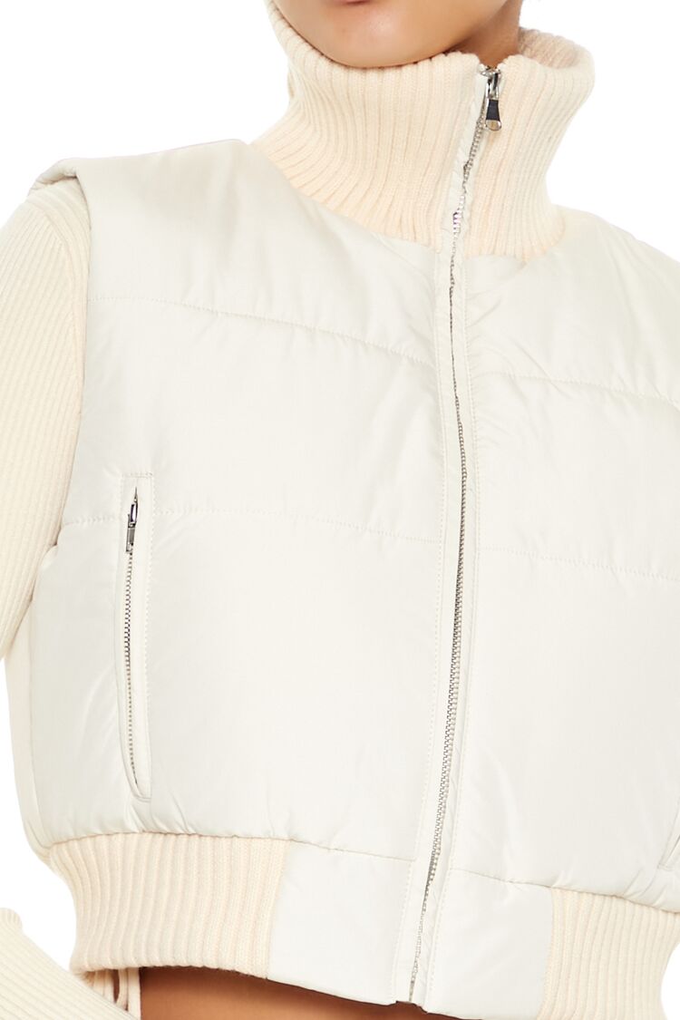 Quilted Cropped Puffer Vest - Image 3