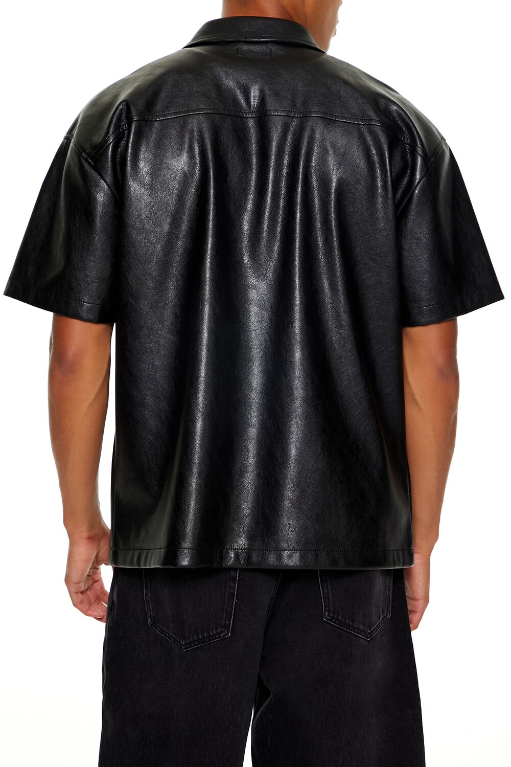 Faux Leather Colorblock Shirt - Image 5