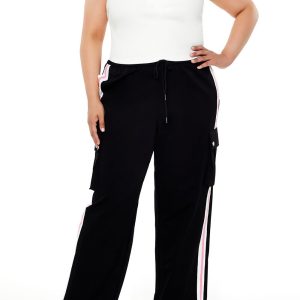 Plus Size Striped Cargo Joggers