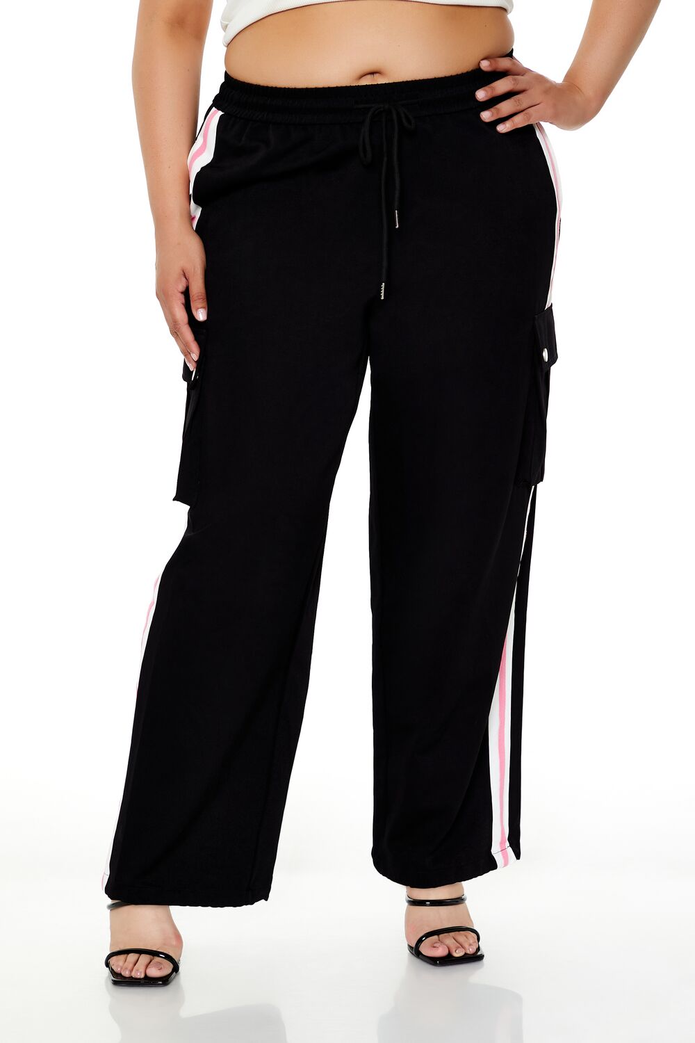 Plus Size Striped Cargo Joggers - Image 2