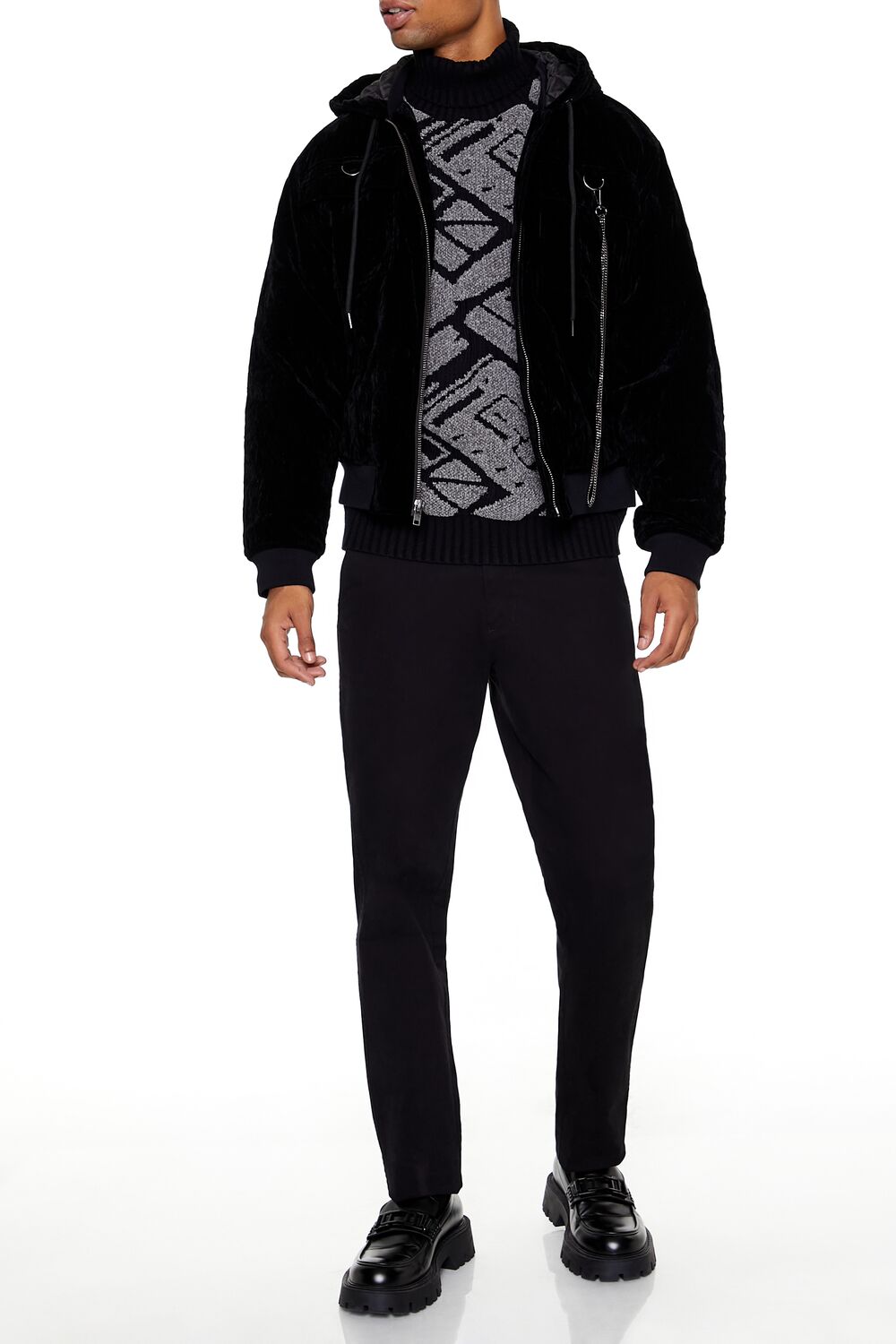 Hooded Velvet Wallet Chain Jacket - Image 2