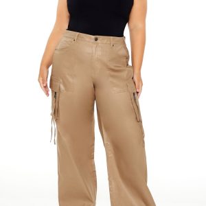 Plus Size Metallic Cargo Pants
