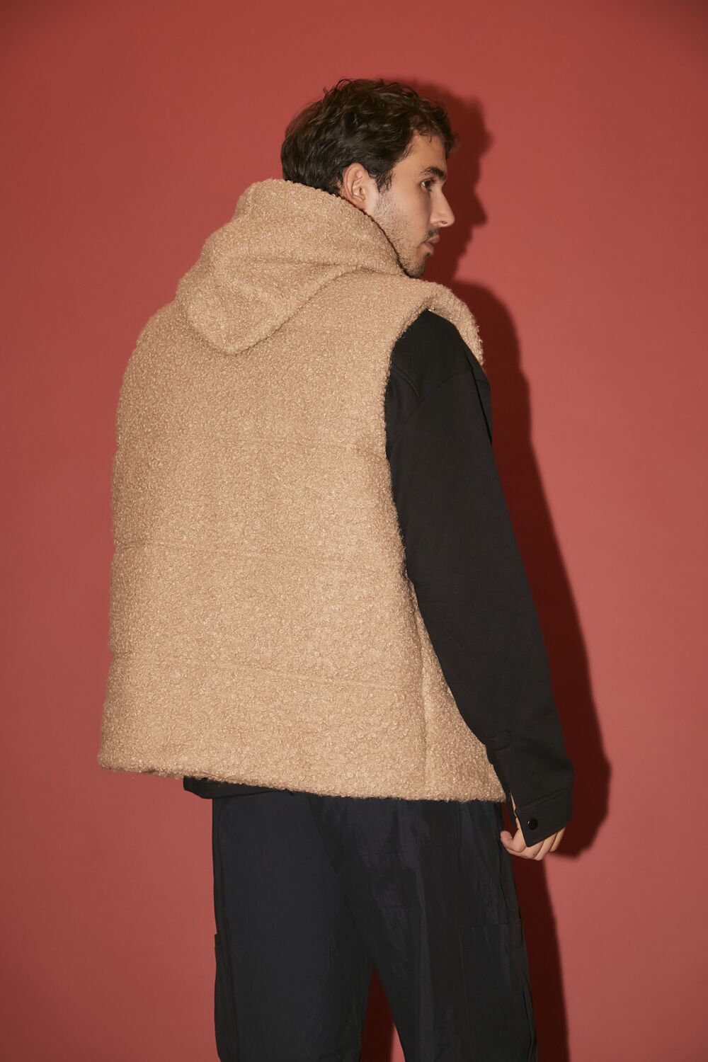 Hooded Faux Shearling Vest - Image 2
