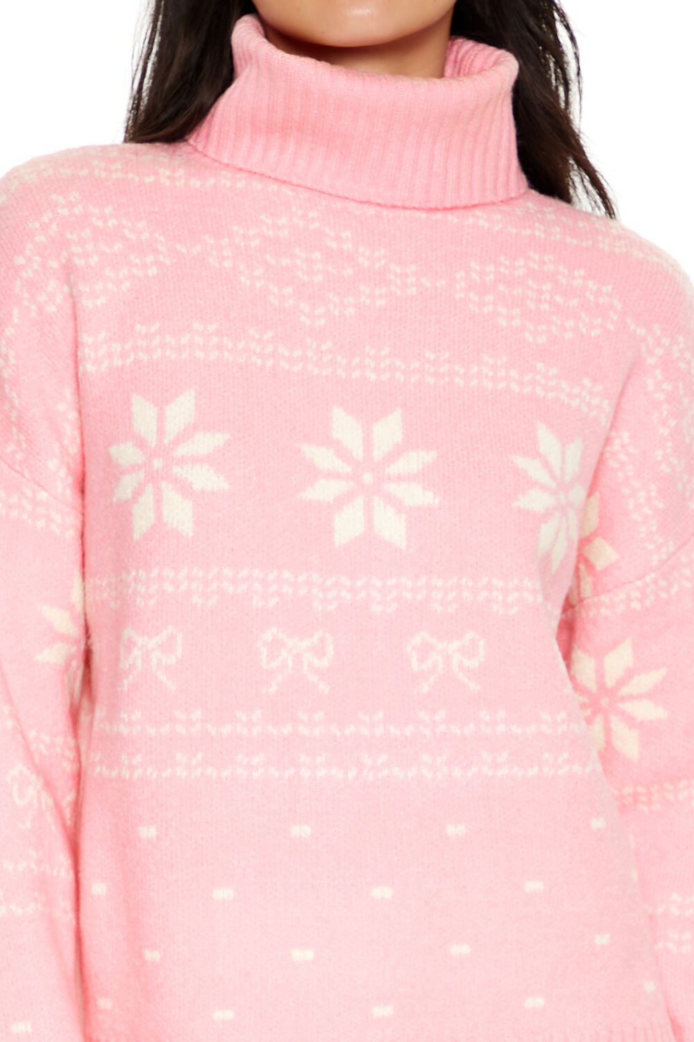 Fair Isle Bow Turtleneck Sweater - Image 3